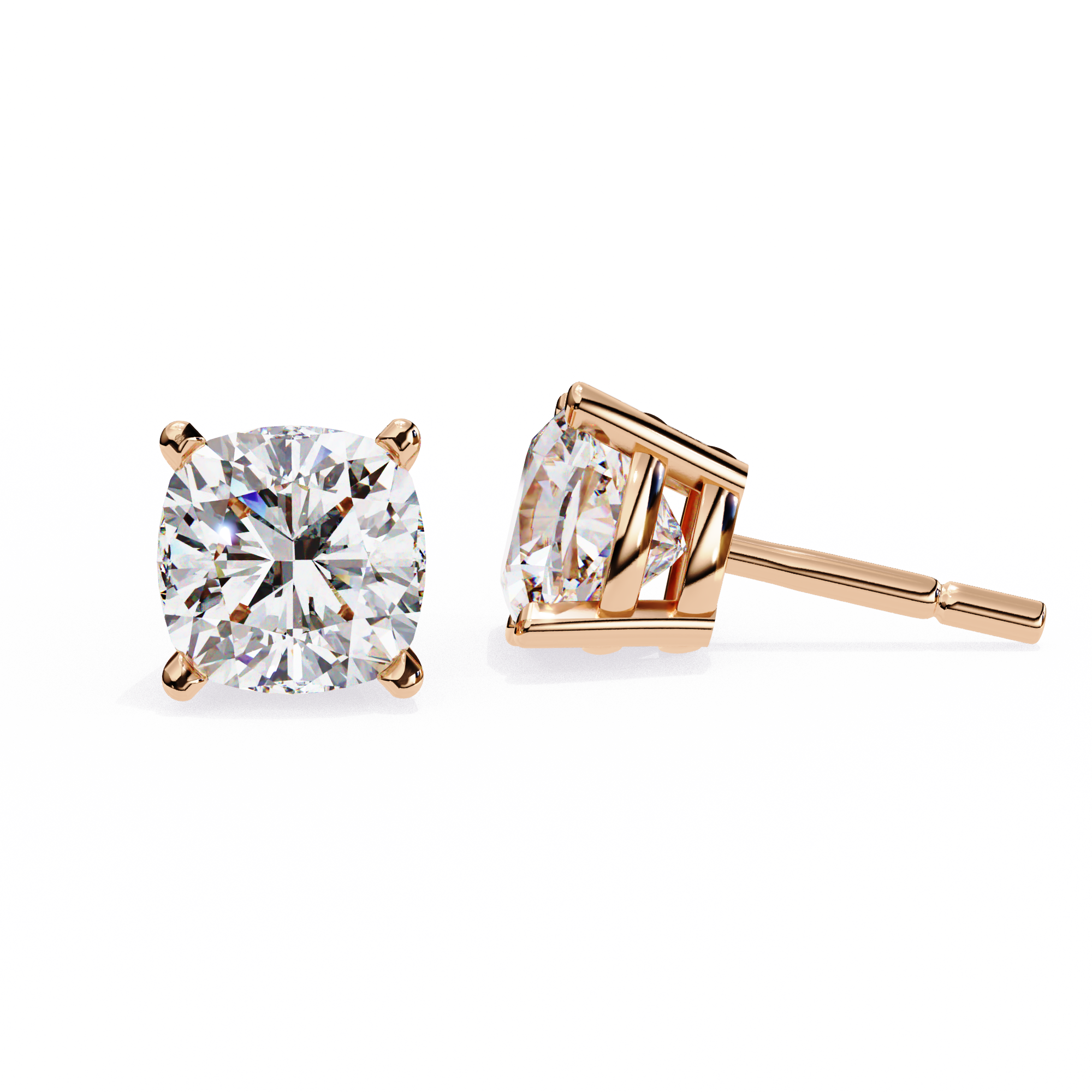 Classic Cushion Solitaire Stud Earrings