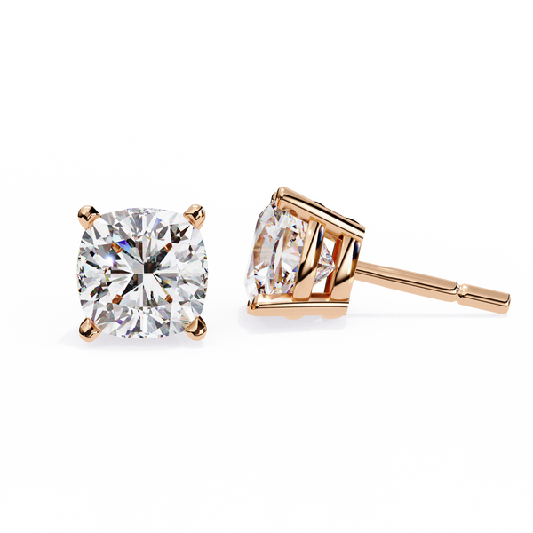 Classic Cushion Solitaire Stud Earrings
