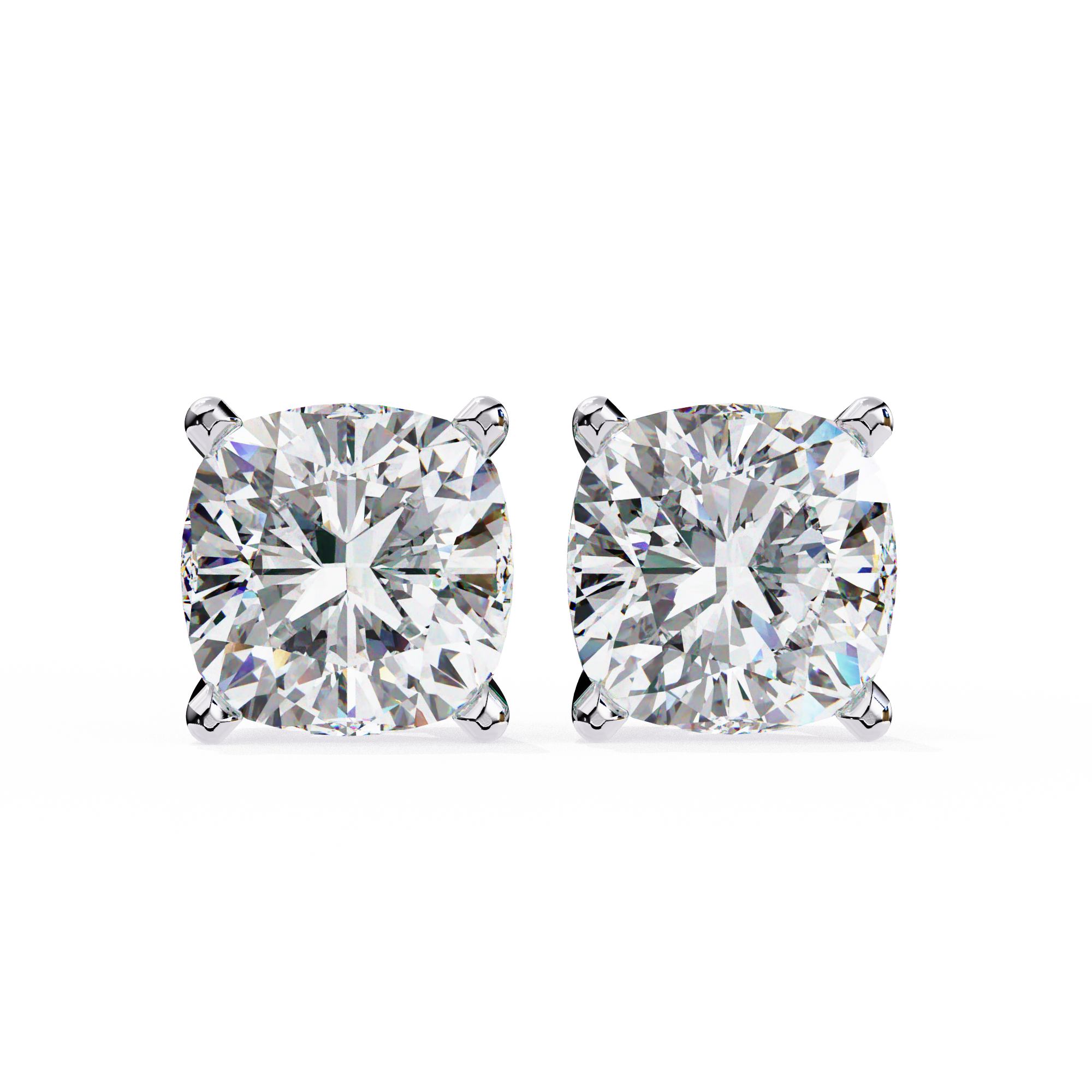 Classic Cushion Solitaire Stud Earrings