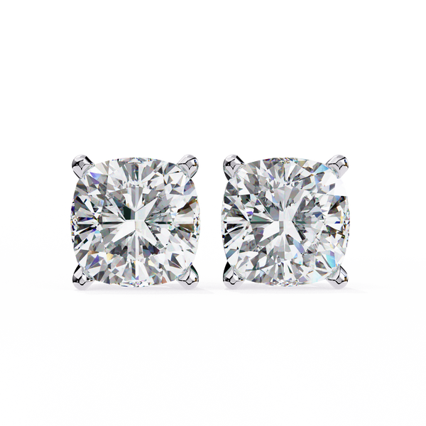 Classic Cushion Solitaire Stud Earrings