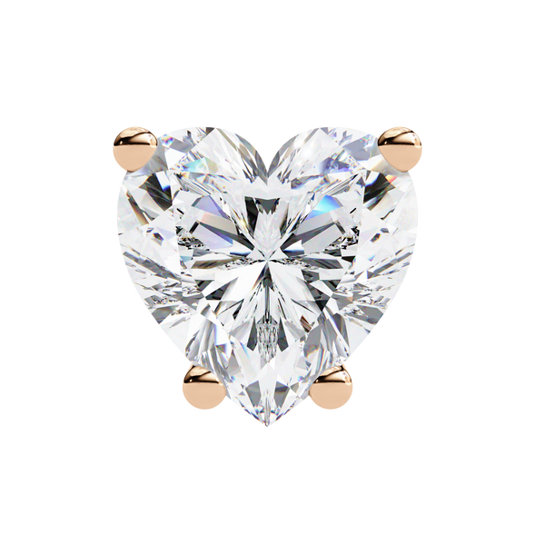 Four-Prong Heart Cut Diamond Stud Earrings