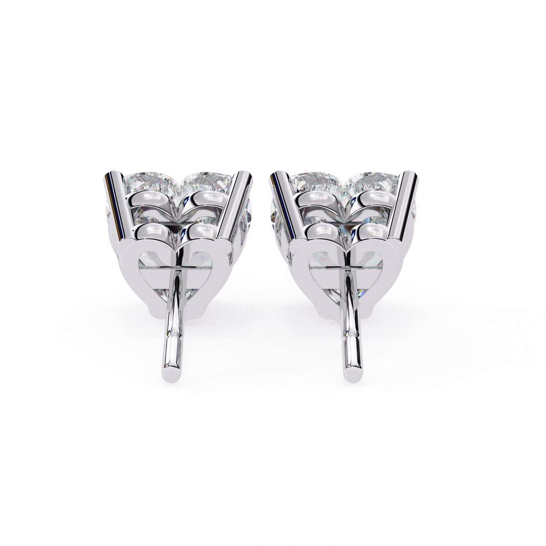 Four-Prong Heart Cut Diamond Stud Earrings