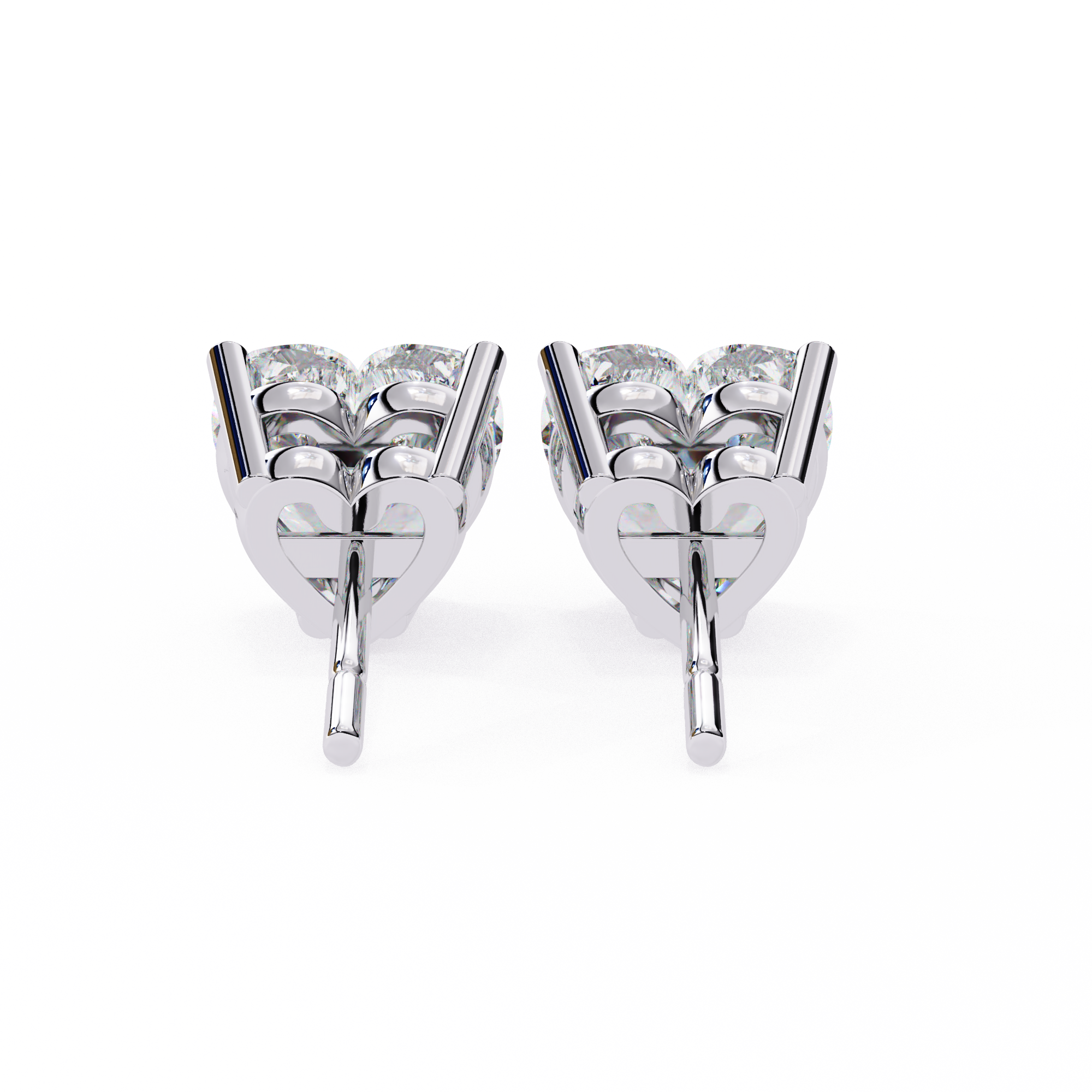 Four-Prong Heart Cut Diamond Stud Earrings