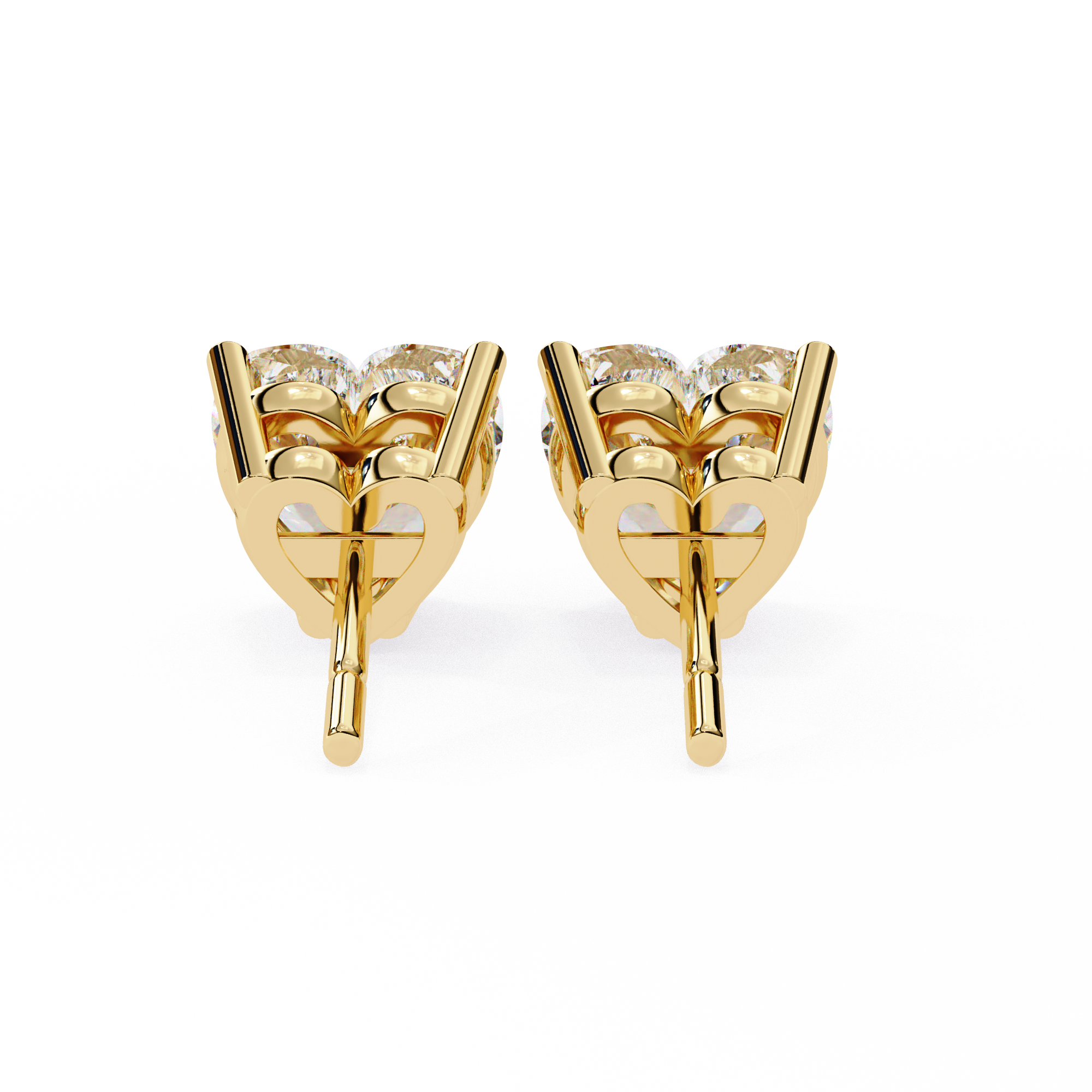 Four-Prong Heart Cut Diamond Stud Earrings