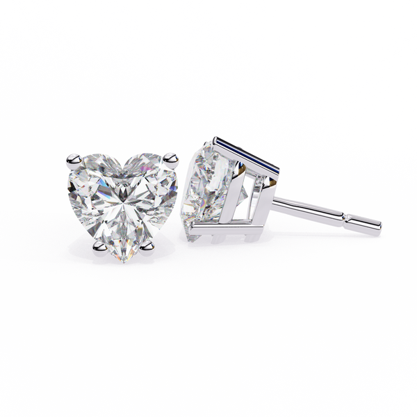 Four-Prong Heart Cut Diamond Stud Earrings