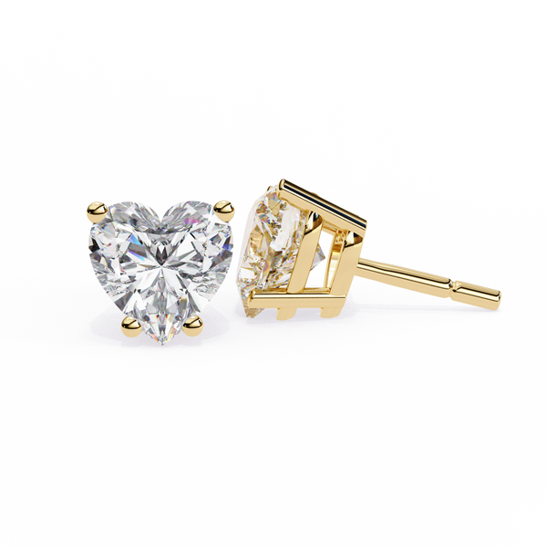 Four-Prong Heart Cut Diamond Stud Earrings
