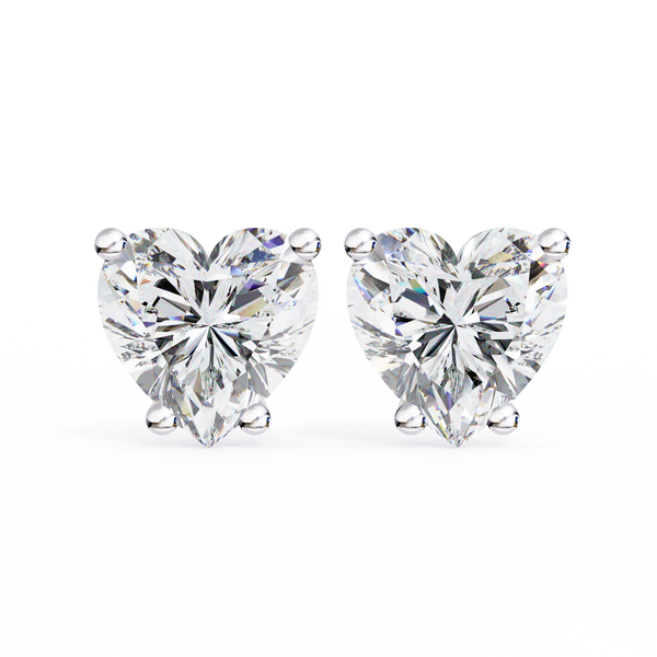 Four-Prong Heart Cut Diamond Stud Earrings