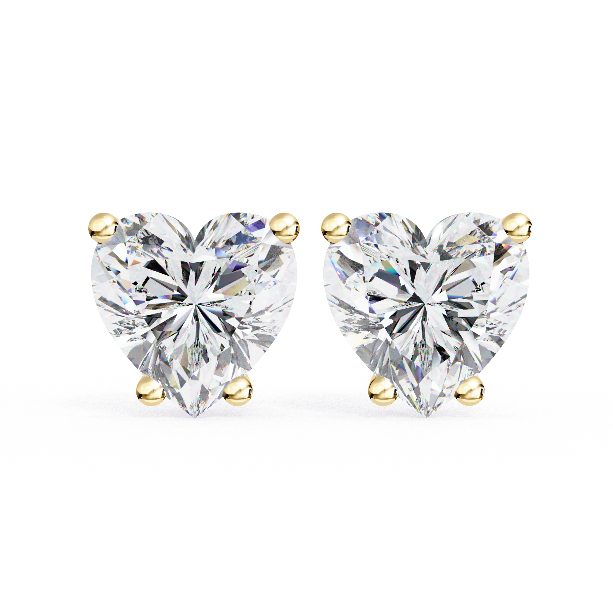 Four-Prong Heart Cut Diamond Stud Earrings