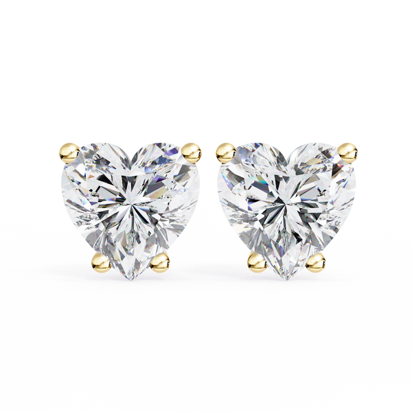 Four-Prong Heart Cut Diamond Stud Earrings