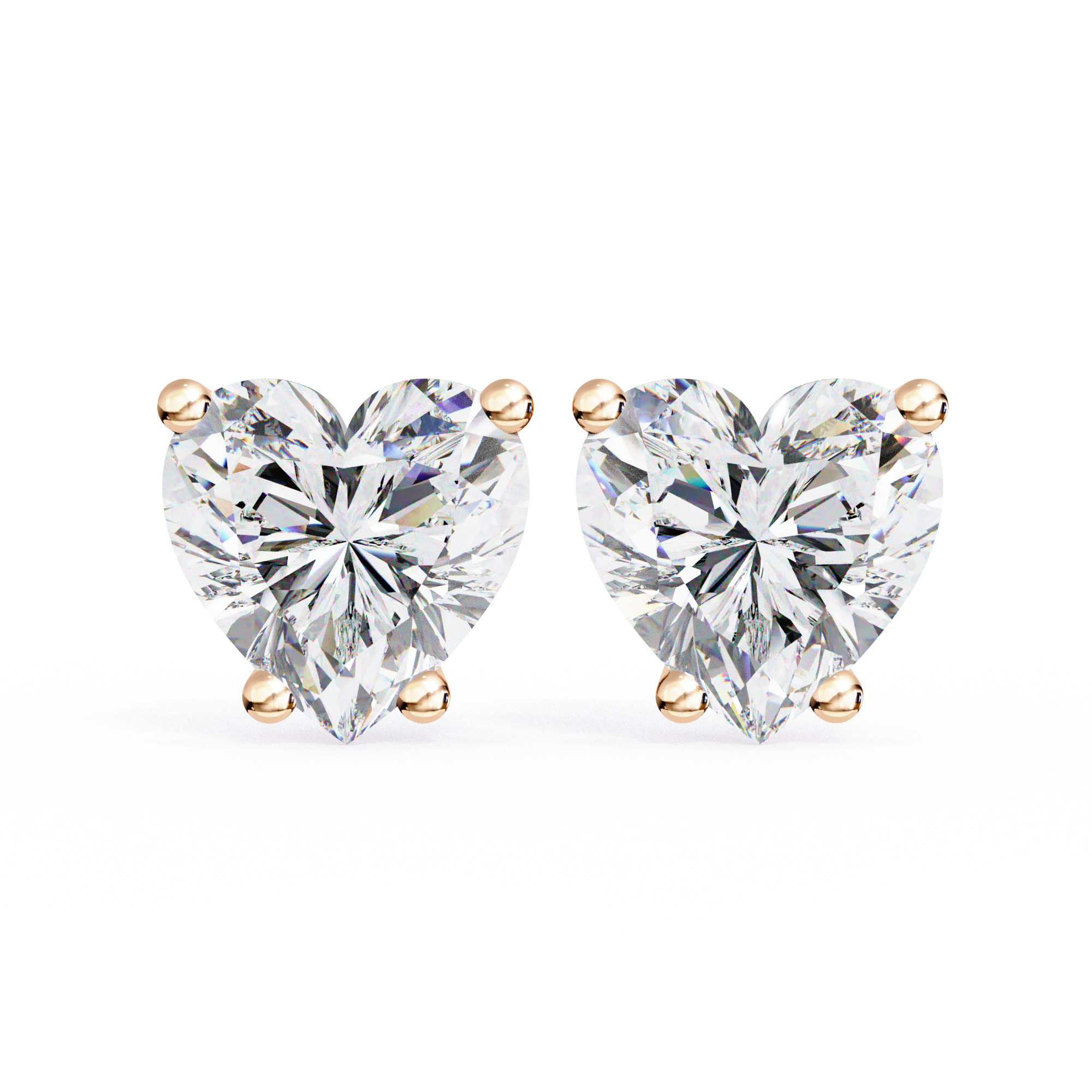Four-Prong Heart Cut Diamond Stud Earrings