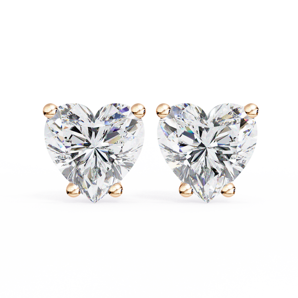 Four-Prong Heart Cut Diamond Stud Earrings