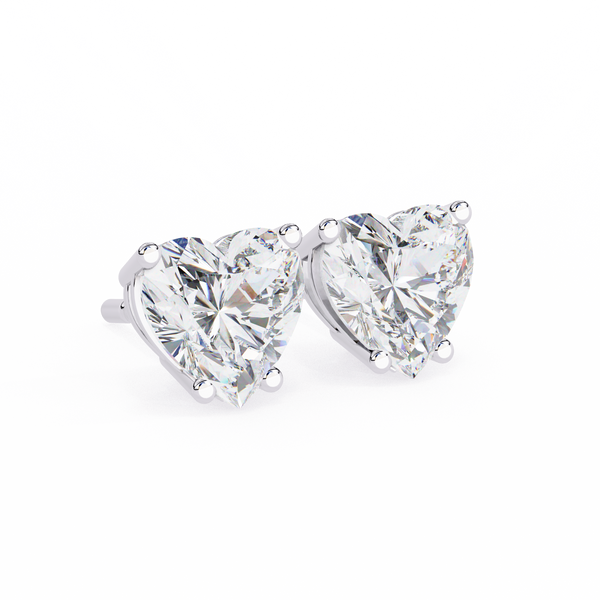 Four-Prong Heart Cut Diamond Stud Earrings