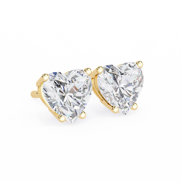 Four-Prong Heart Cut Diamond Stud Earrings
