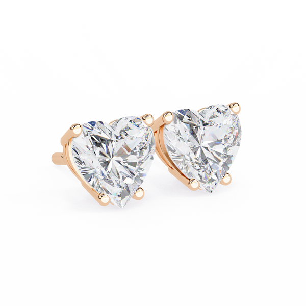 Four-Prong Heart Cut Diamond Stud Earrings