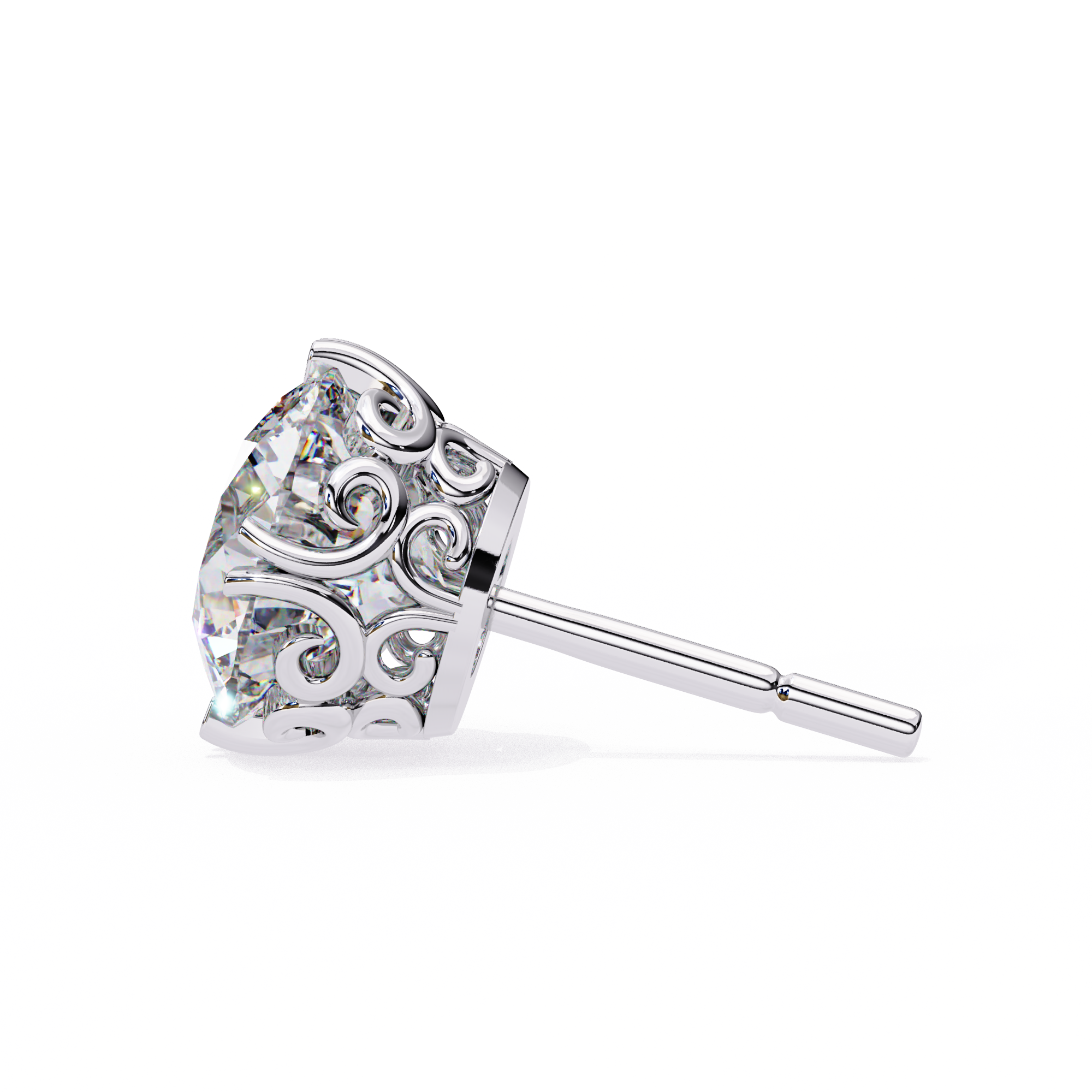 Four-Prong Round Cut Diamond Stud Earrings