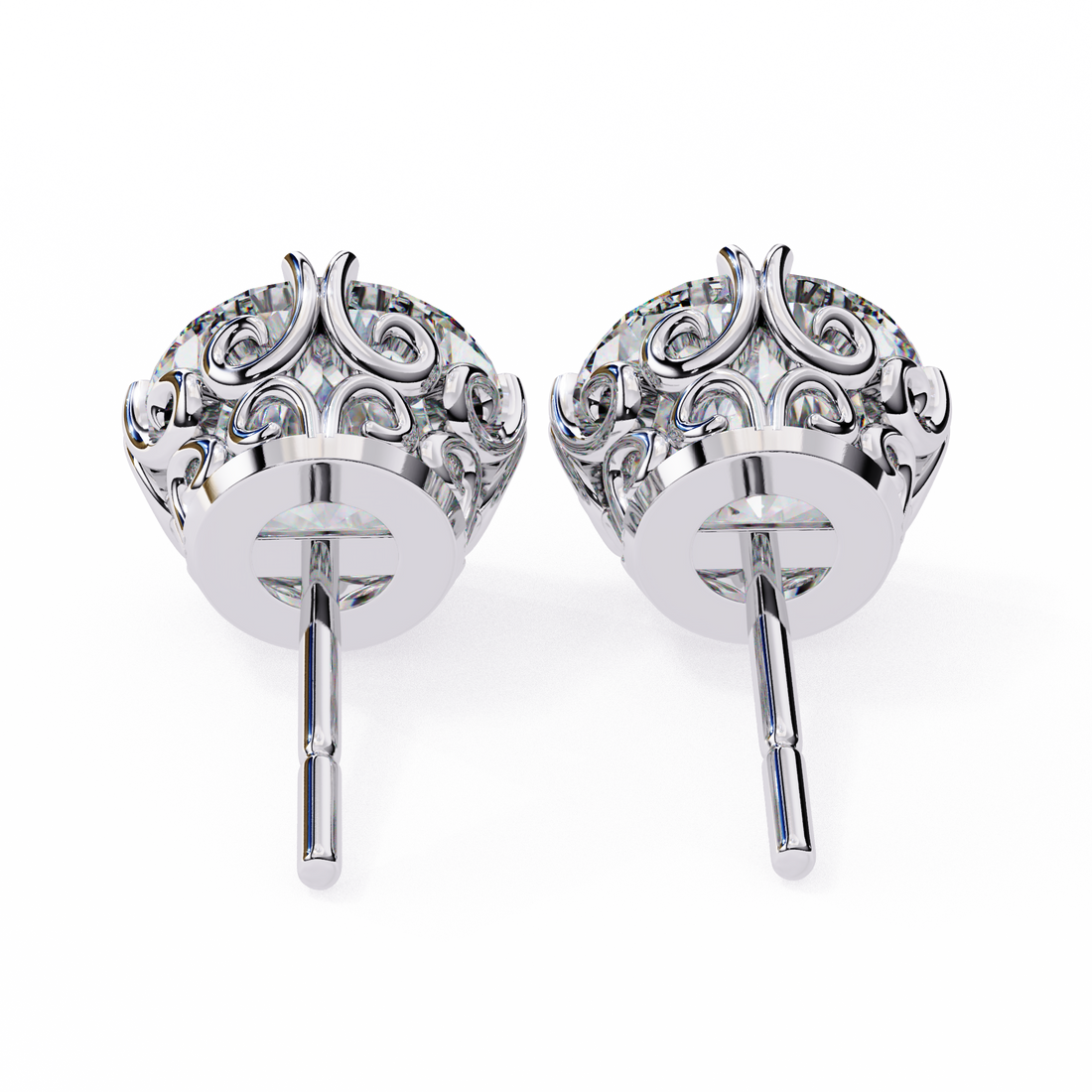 Four-Prong Round Cut Diamond Stud Earrings