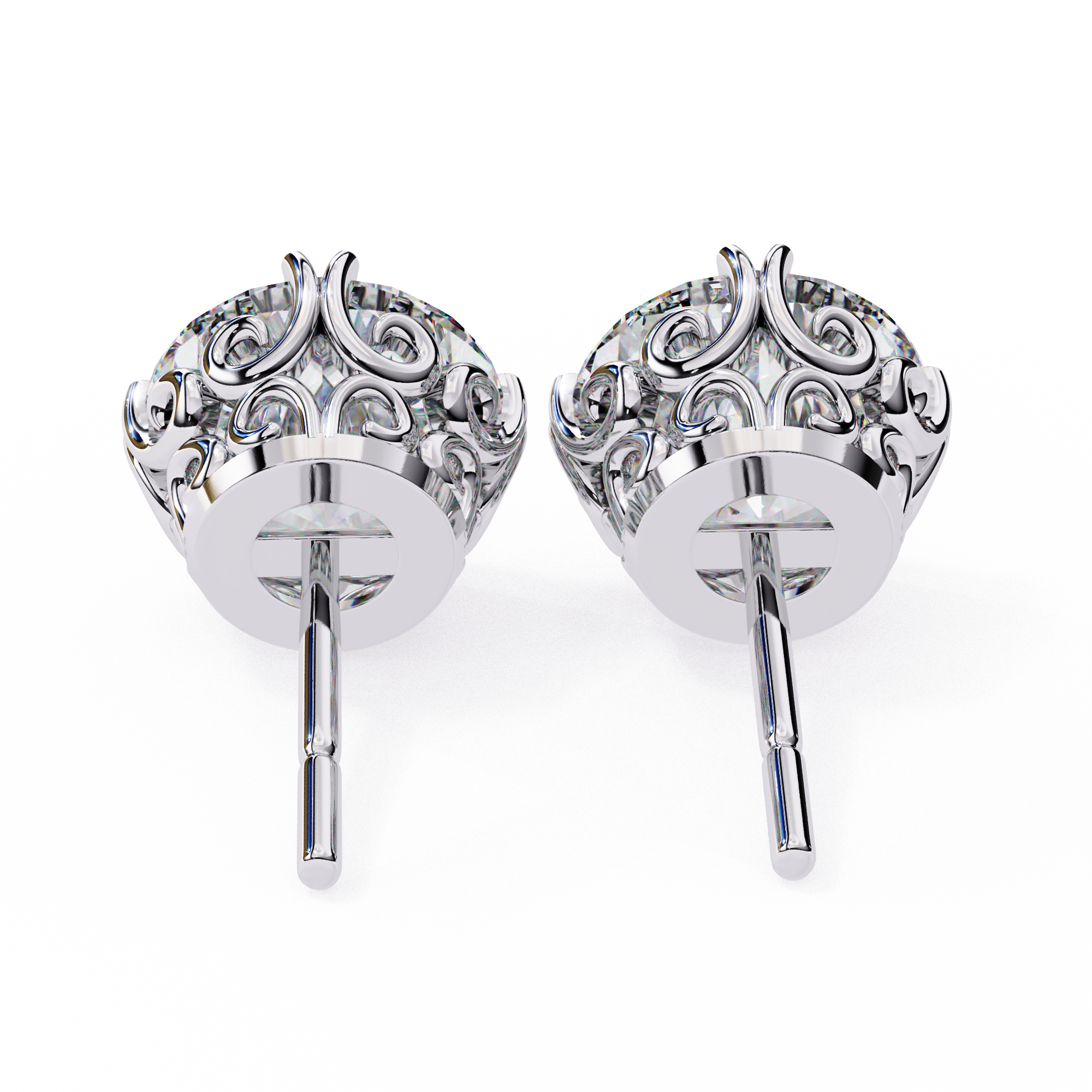 Four-Prong Round Cut Diamond Stud Earrings