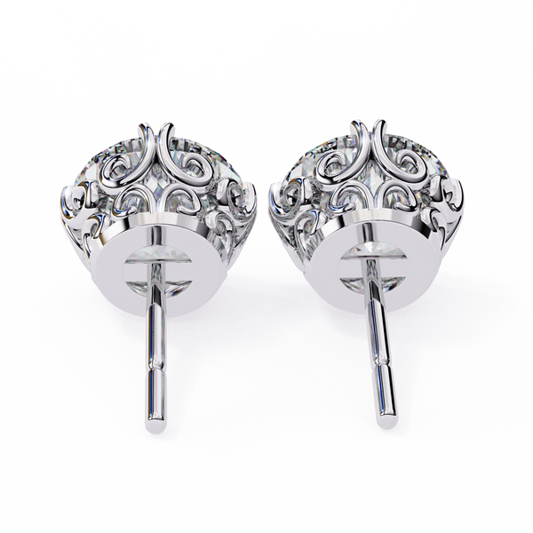 Four-Prong Round Cut Diamond Stud Earrings