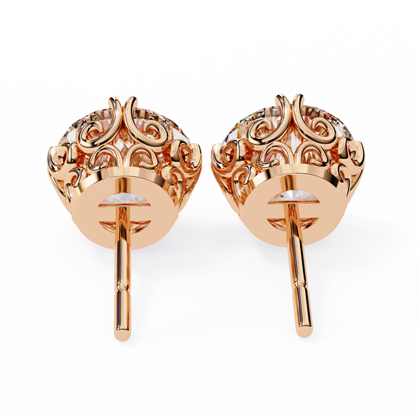 Four-Prong Round Cut Diamond Stud Earrings