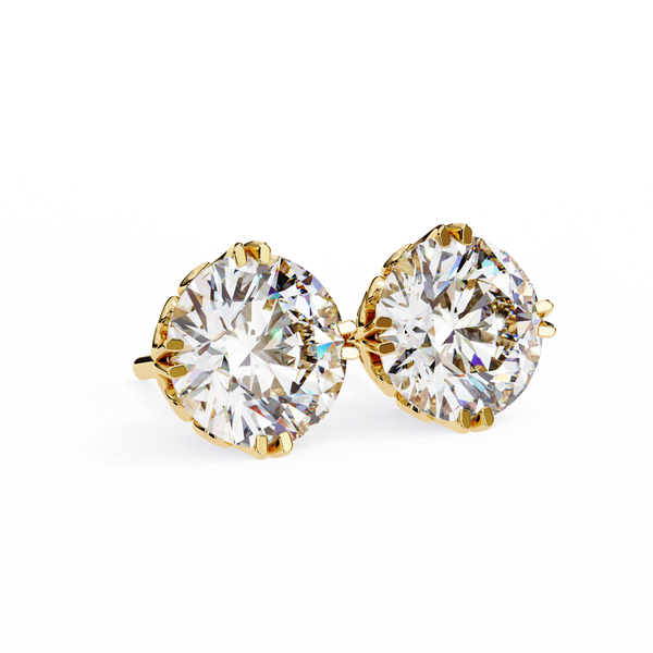 Four-Prong Round Cut Diamond Stud Earrings
