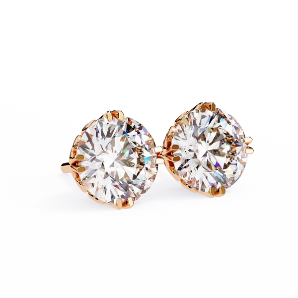 Four-Prong Round Cut Diamond Stud Earrings