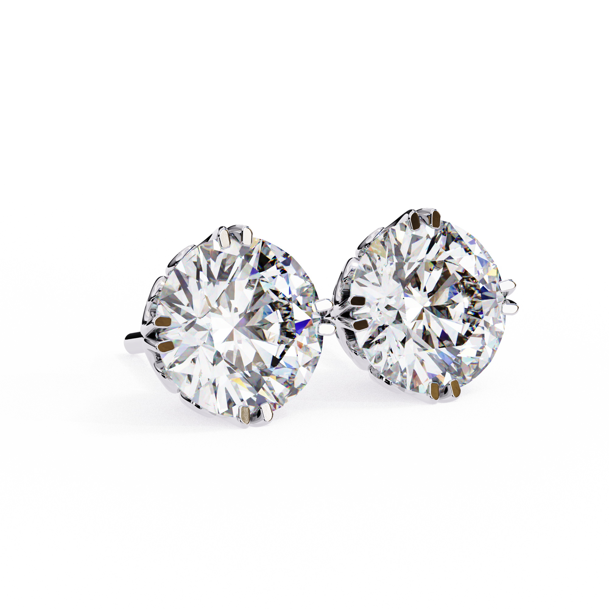 Four-Prong Round Cut Diamond Stud Earrings