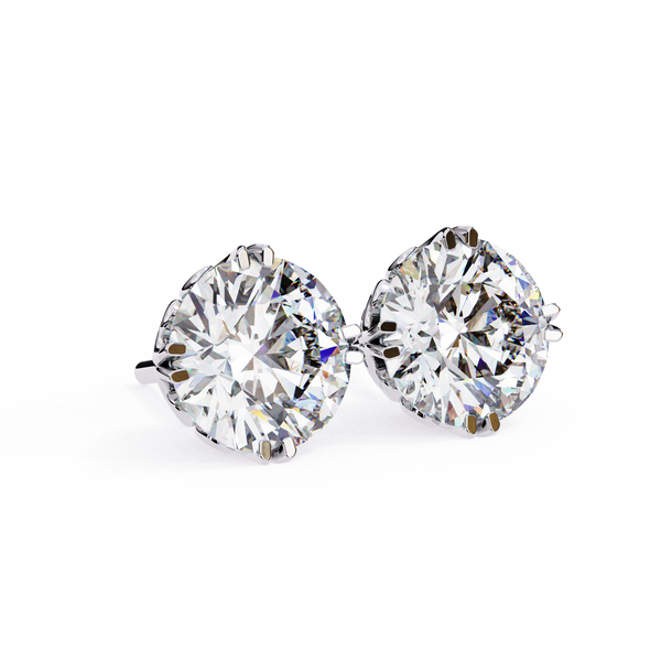 Four-Prong Round Cut Diamond Stud Earrings