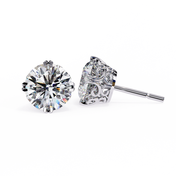 Four-Prong Round Cut Diamond Stud Earrings