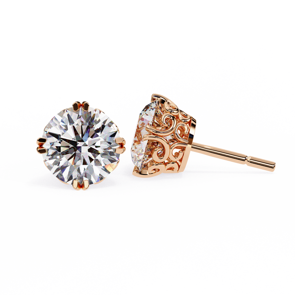 Four-Prong Round Cut Diamond Stud Earrings