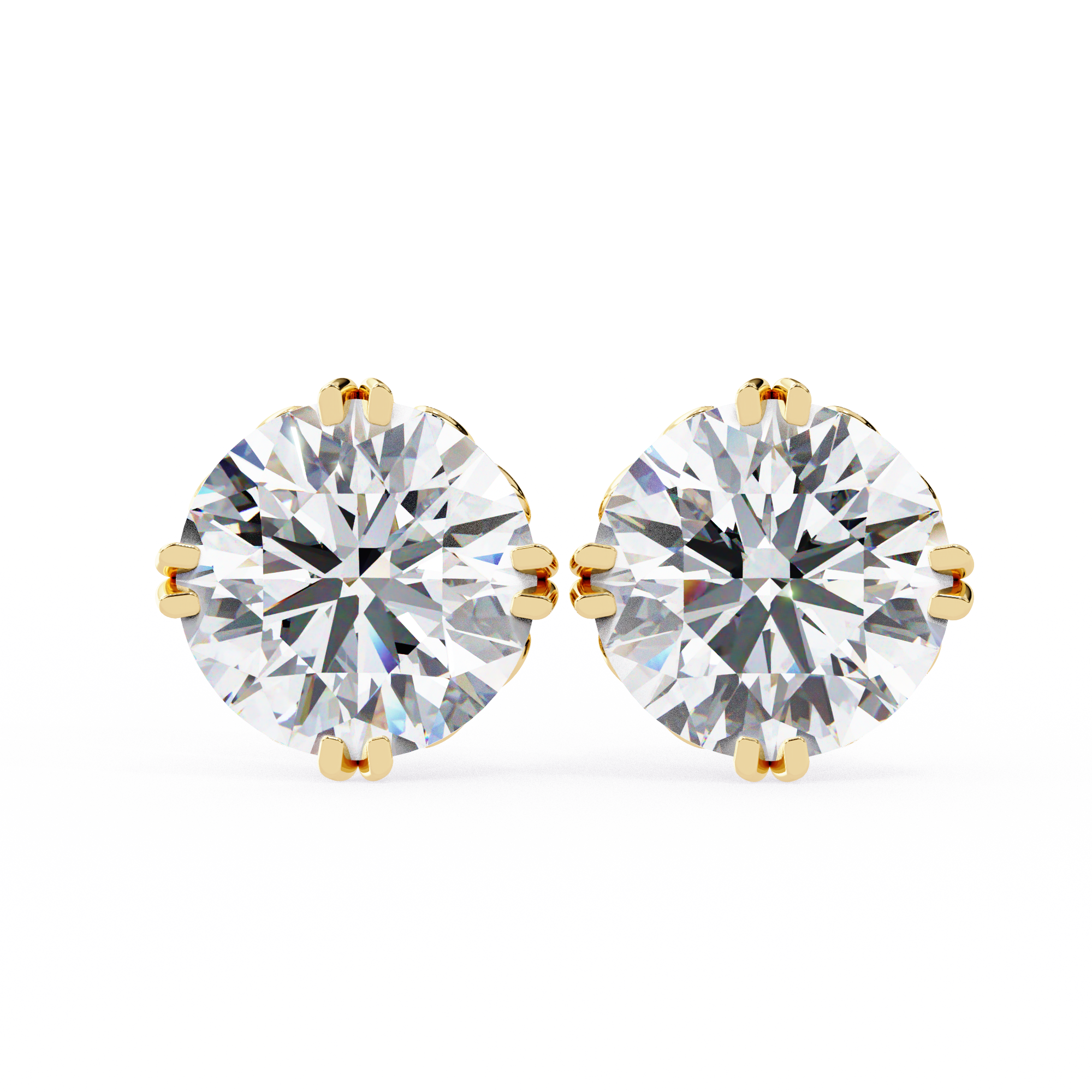 Four-Prong Round Cut Diamond Stud Earrings