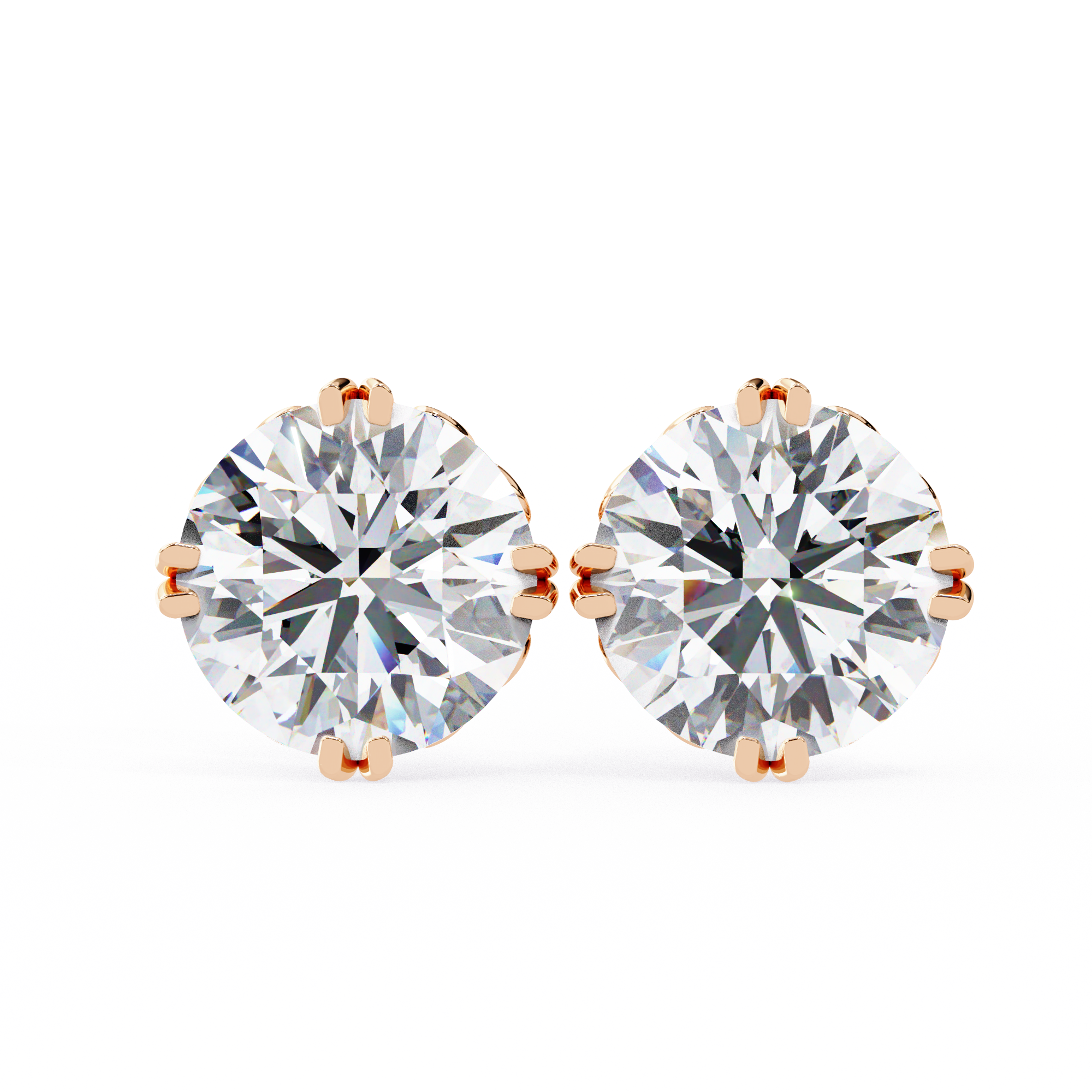 Four-Prong Round Cut Diamond Stud Earrings