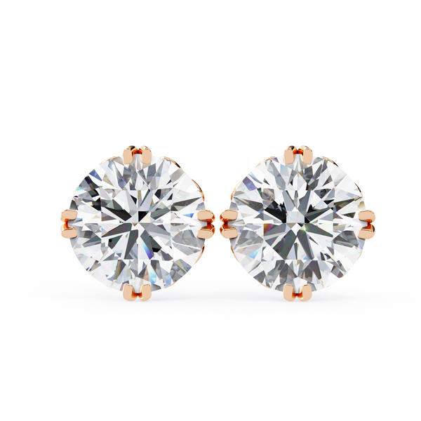 Four-Prong Round Cut Diamond Stud Earrings