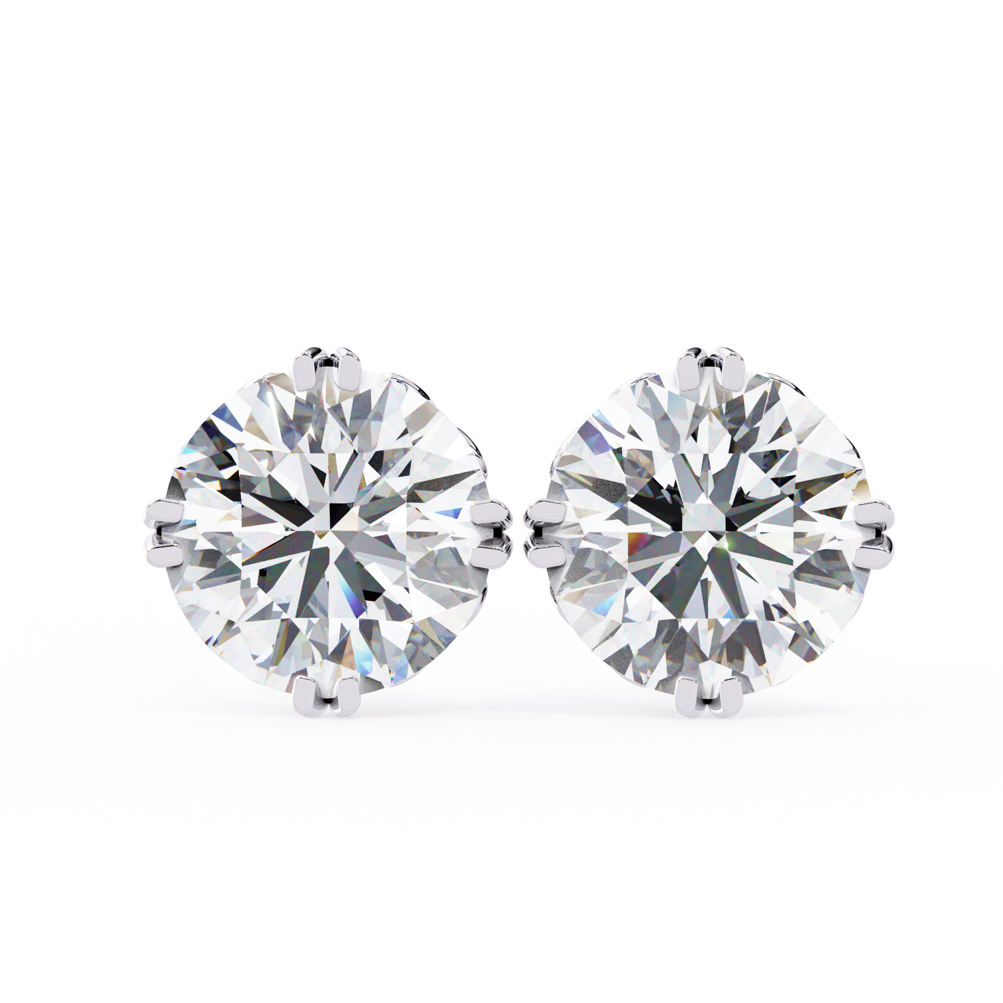 Four-Prong Round Cut Diamond Stud Earrings