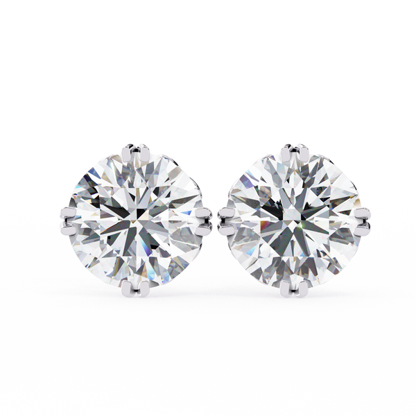 Four-Prong Round Cut Diamond Stud Earrings