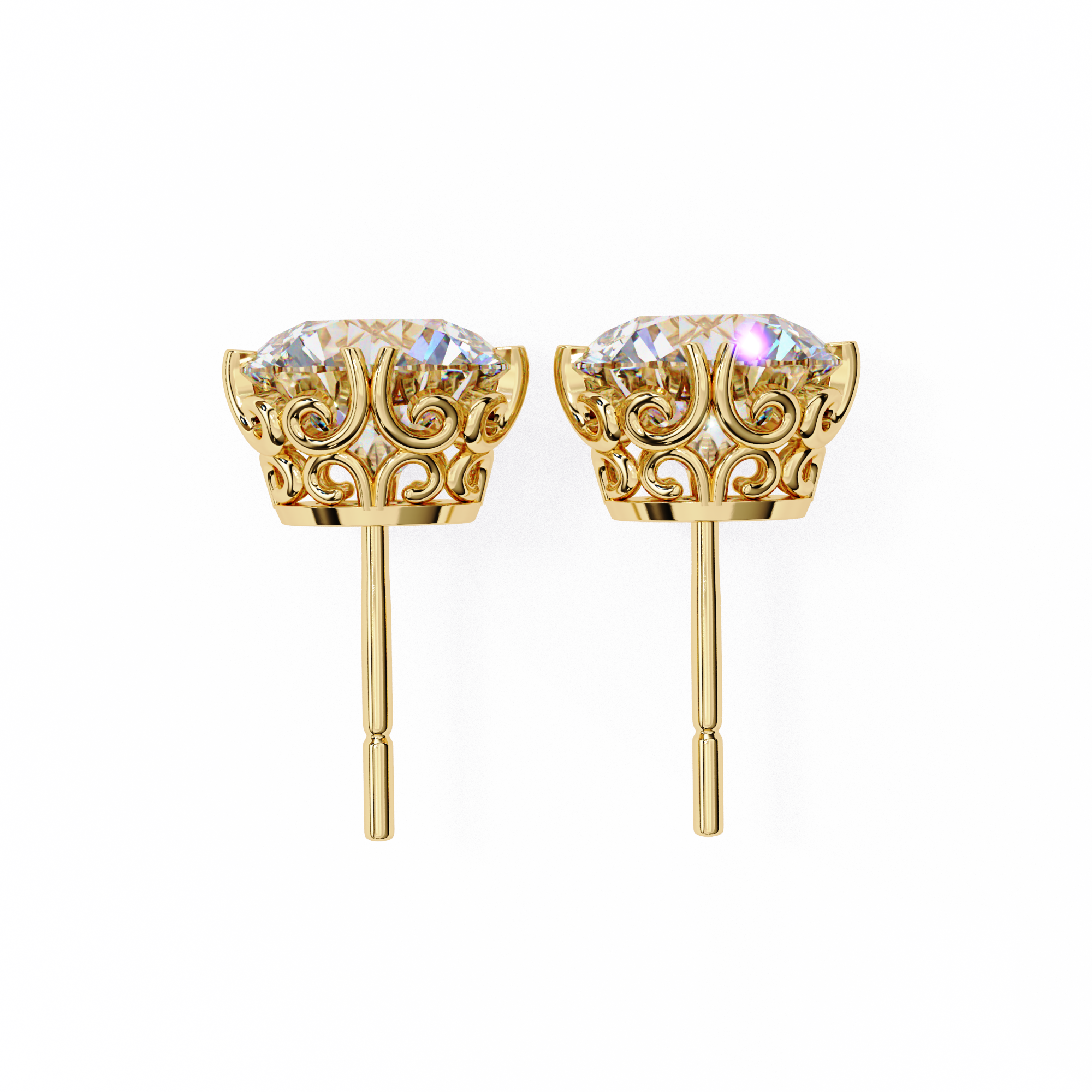 Four-Prong Round Cut Diamond Stud Earrings