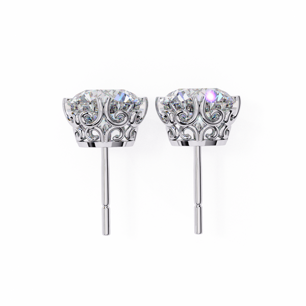 Four-Prong Round Cut Diamond Stud Earrings