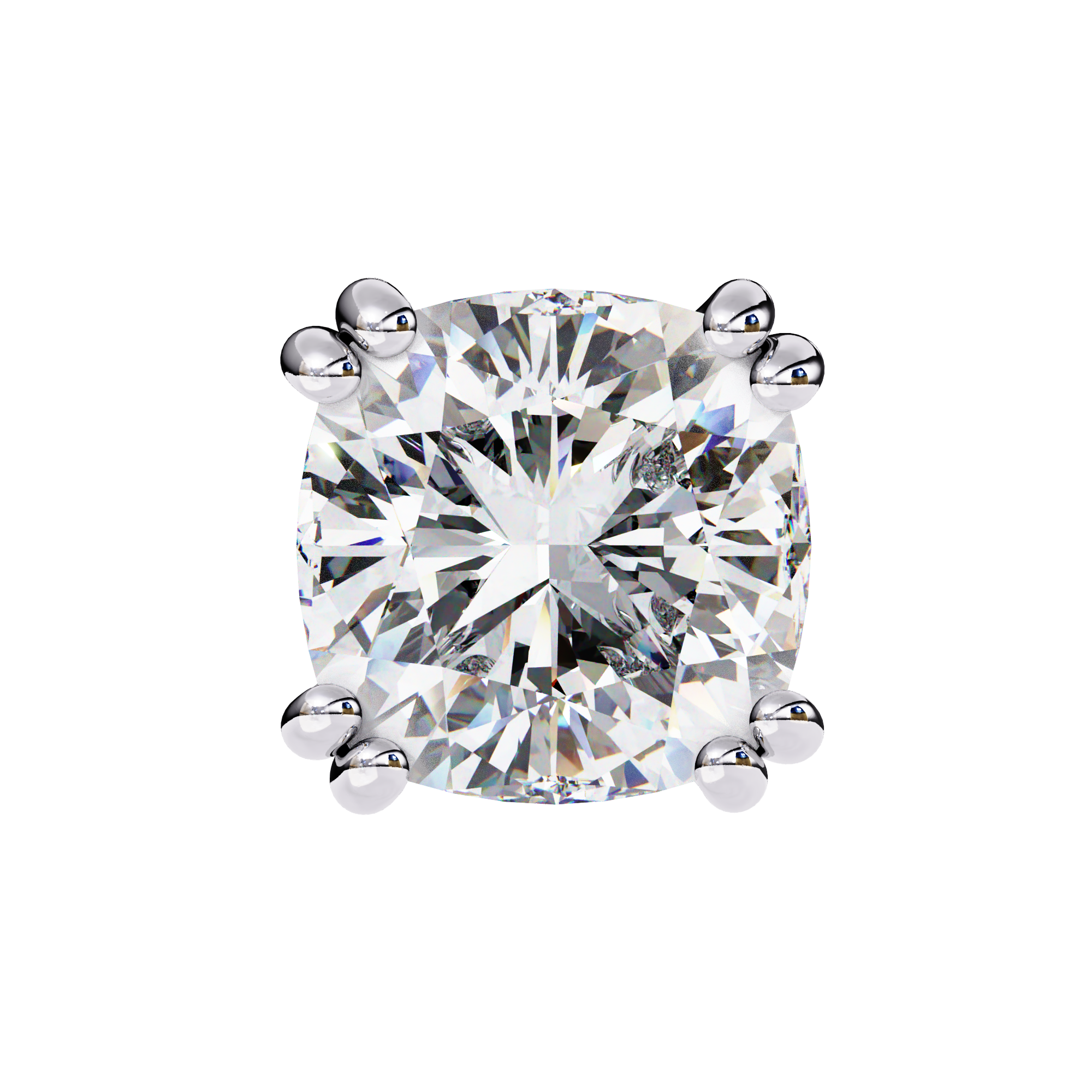 Four-Prong Square Cushion Cut Diamond Stud Earrings