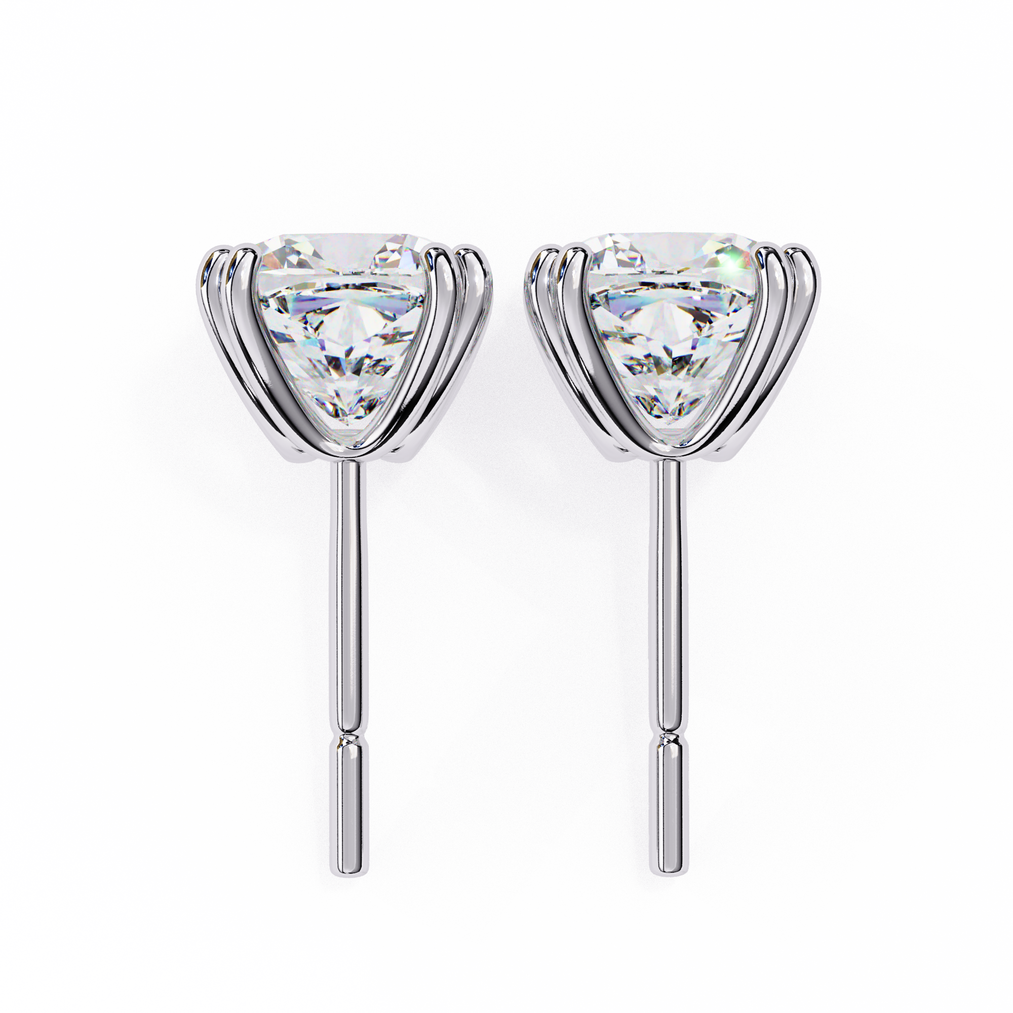 Four-Prong Square Cushion Cut Diamond Stud Earrings