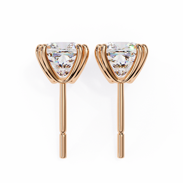 Four-Prong Square Cushion Cut Diamond Stud Earrings