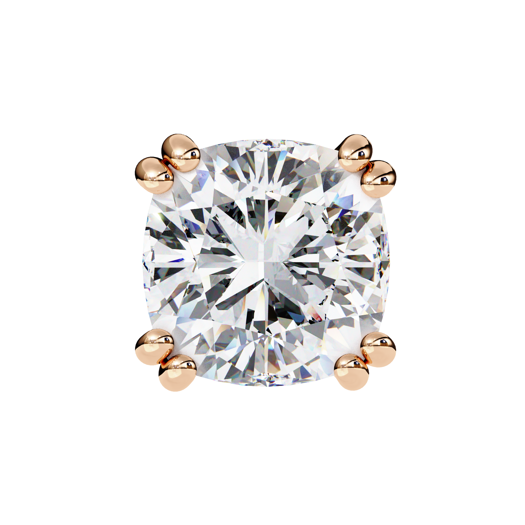 Four-Prong Square Cushion Cut Diamond Stud Earrings