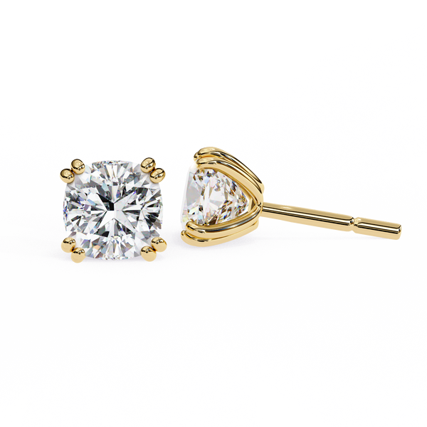 Four-Prong Square Cushion Cut Diamond Stud Earrings