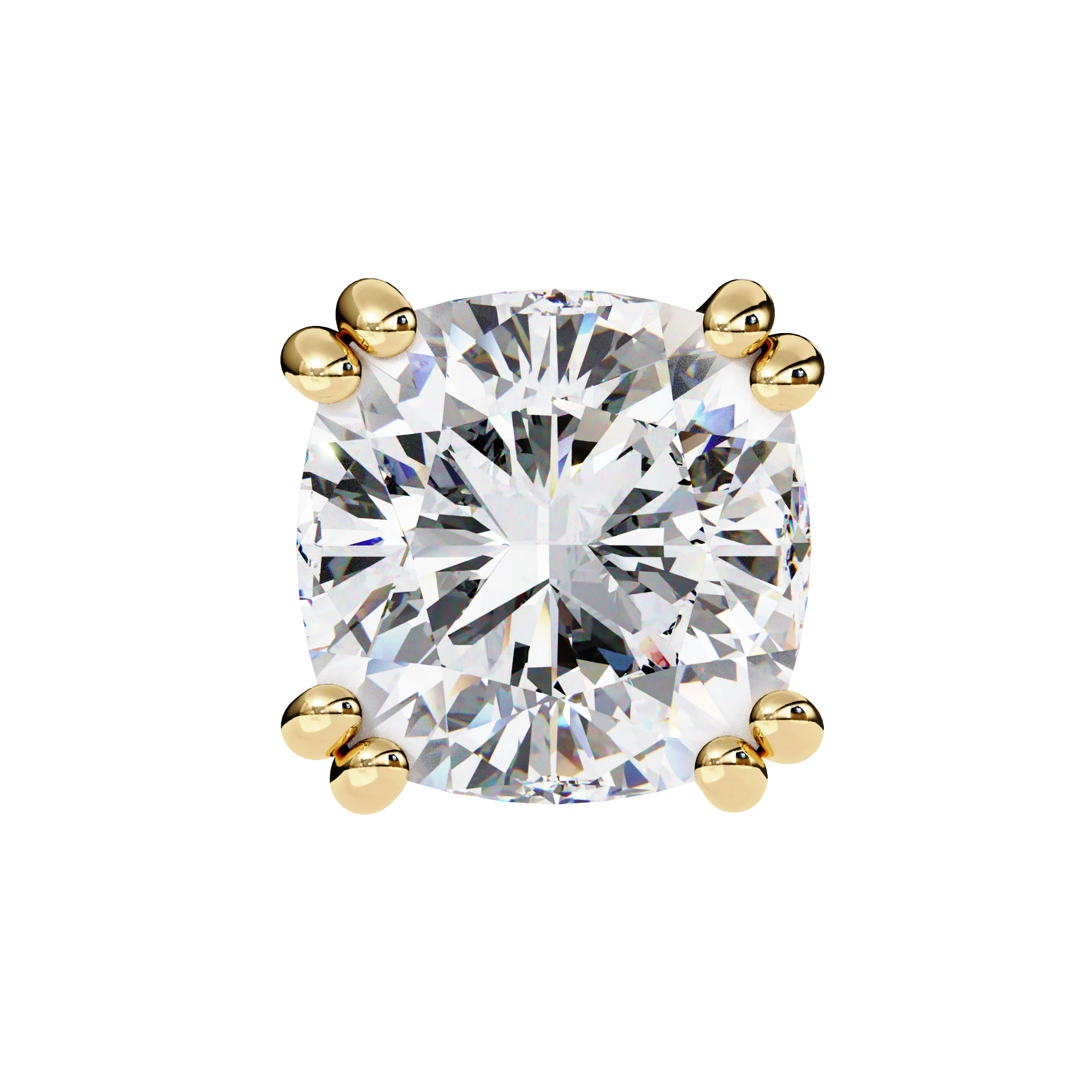 Four-Prong Square Cushion Cut Diamond Stud Earrings
