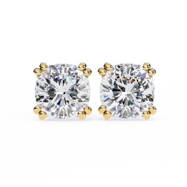 Four-Prong Square Cushion Cut Diamond Stud Earrings