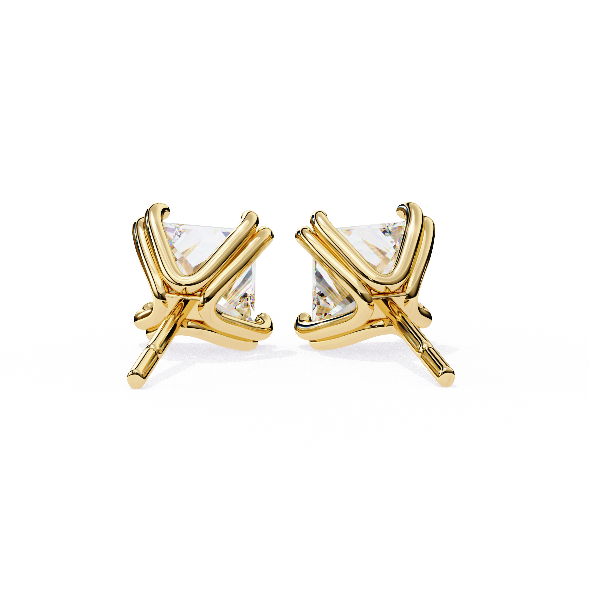 Four-Prong Princess Cut Diamond Stud Earrings