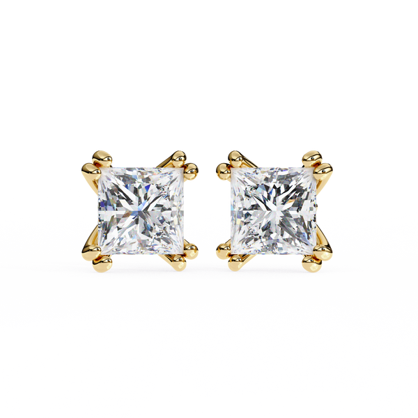 Four-Prong Princess Cut Diamond Stud Earrings