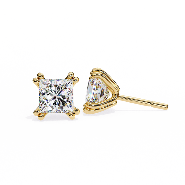 Four-Prong Princess Cut Diamond Stud Earrings