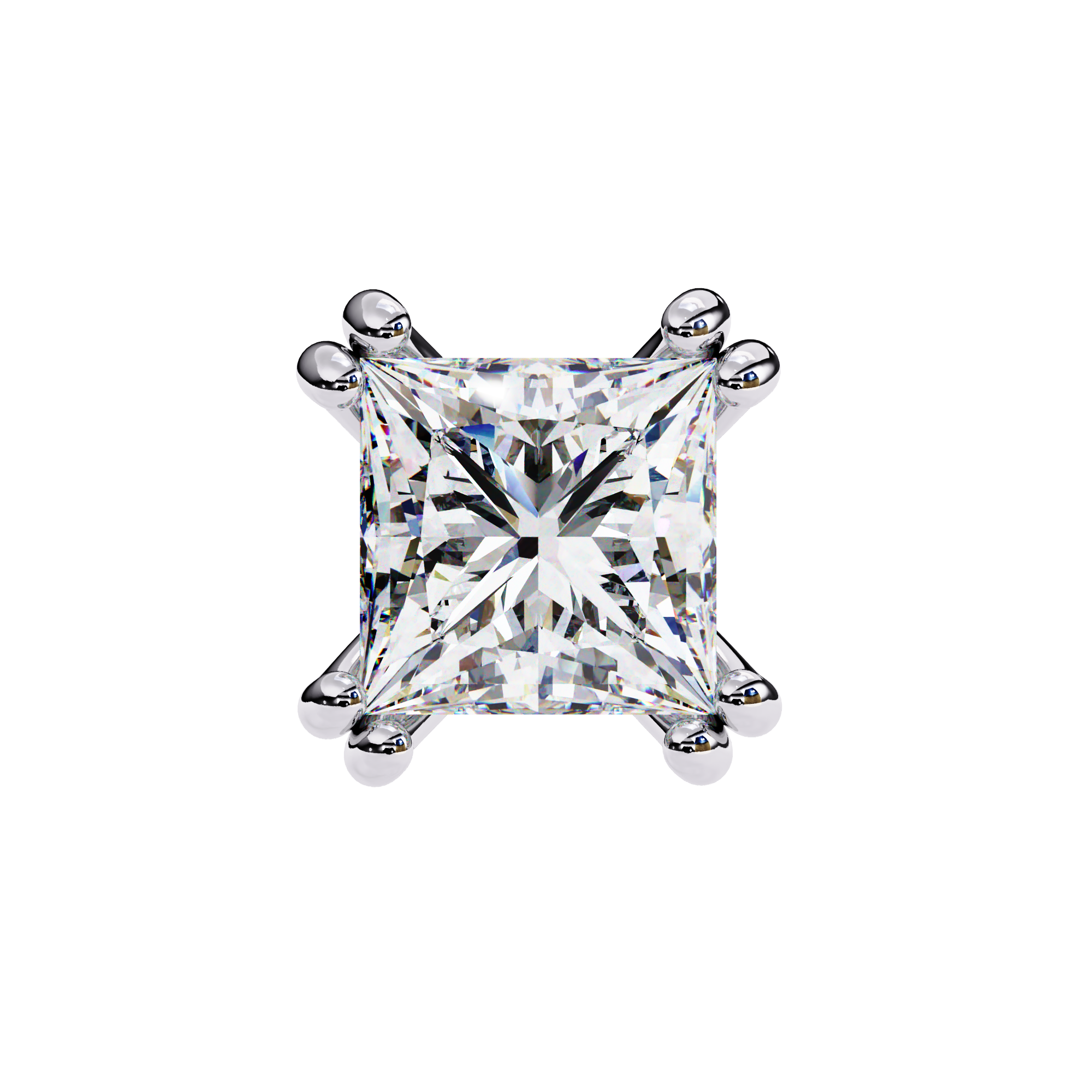 Four-Prong Princess Cut Diamond Stud Earrings