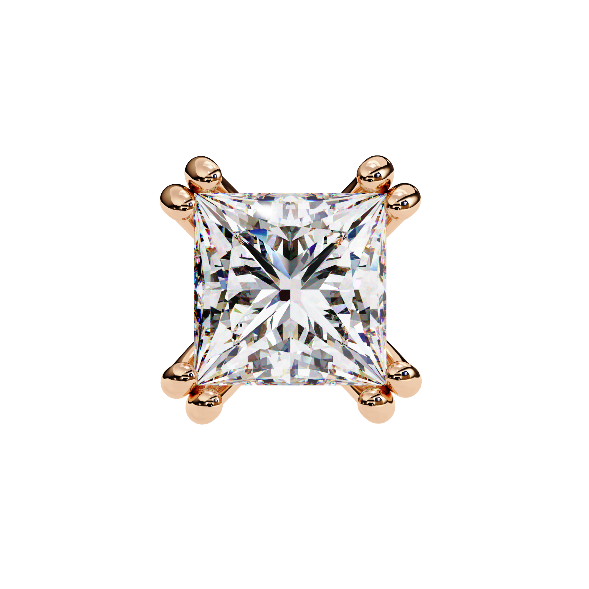 Four-Prong Princess Cut Diamond Stud Earrings