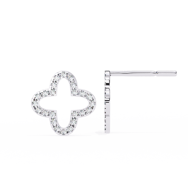 Four-Leaf Clover Diamond Stud Earrings