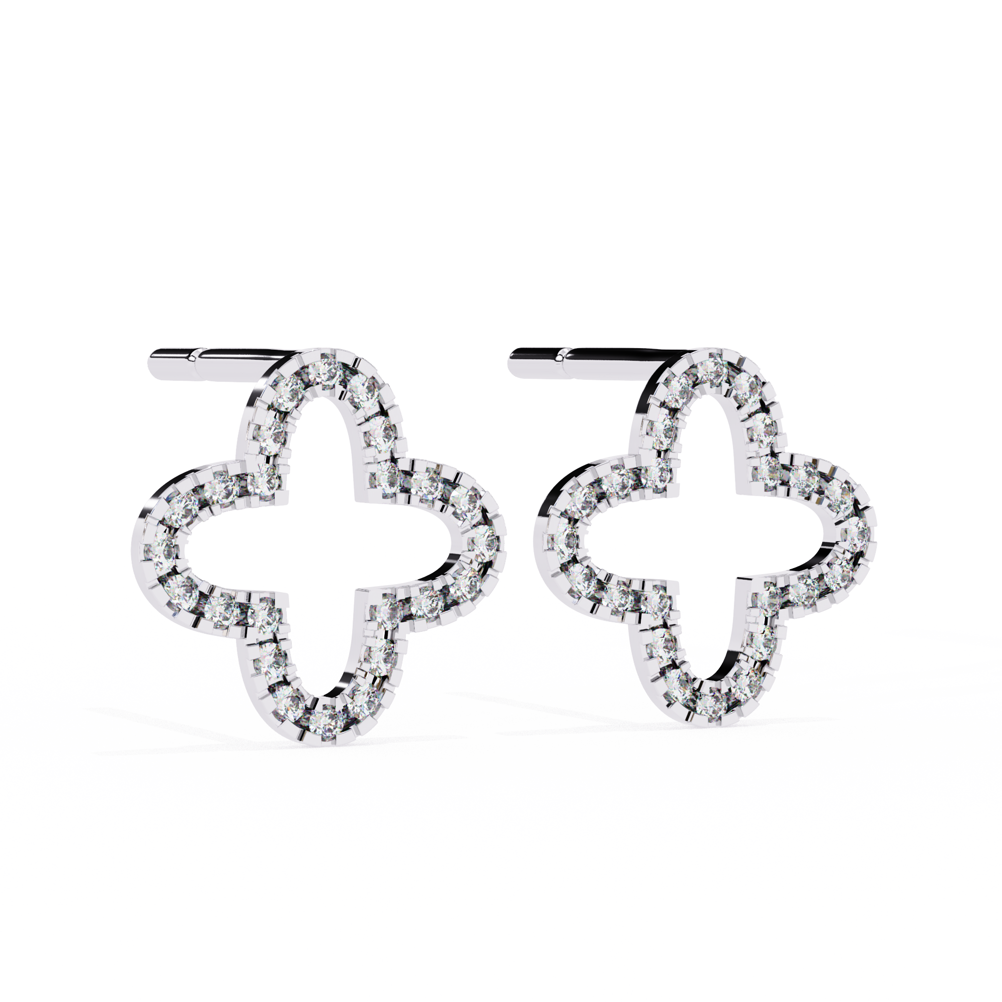 Four-Leaf Clover Diamond Stud Earrings
